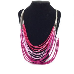 Mix It Color Magenta, Pink and Red Beaded Necklace